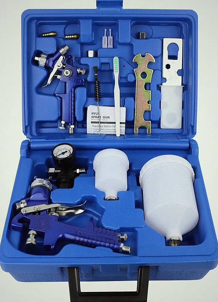2-Sprayer HVLP Air Gravity Spray paint Gun,1.0mm 150ml & 1.4mm 600ml Auto Gravit