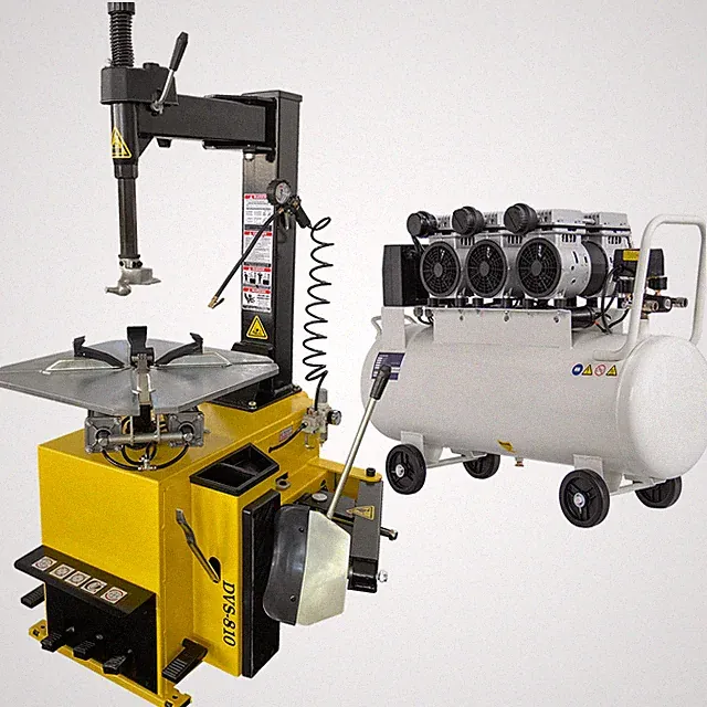 21'' Rim 1.5HP Tire Changer and 3HP Oil-free Air Compressor w/ 17 Gallon Tank