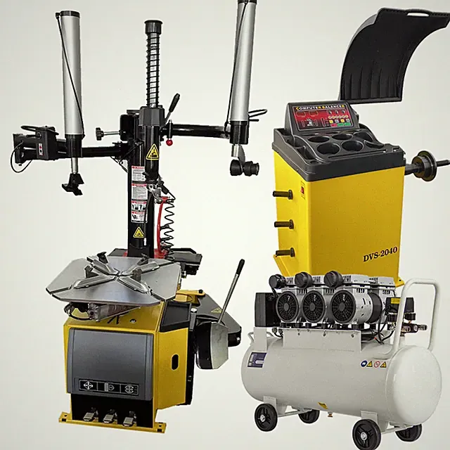 24'' Rim 1.5HP Tire Changer w/Assist Arms+Tire Balancer +Oil-Free Air Compressor