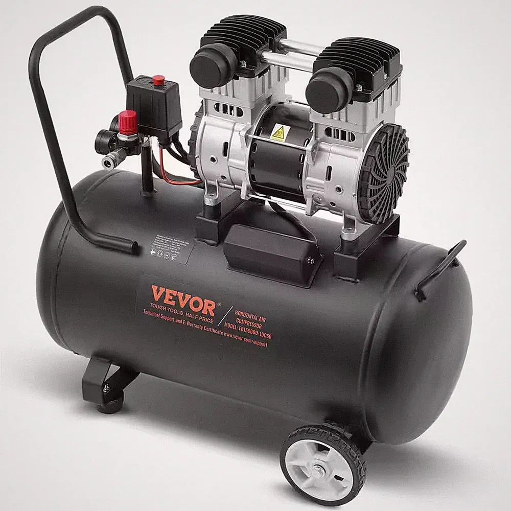 Air Compressor, 15 Gal. Steel Tank, 2 HP 5.3 CFM 90 PSI Oil Free Air Compressor