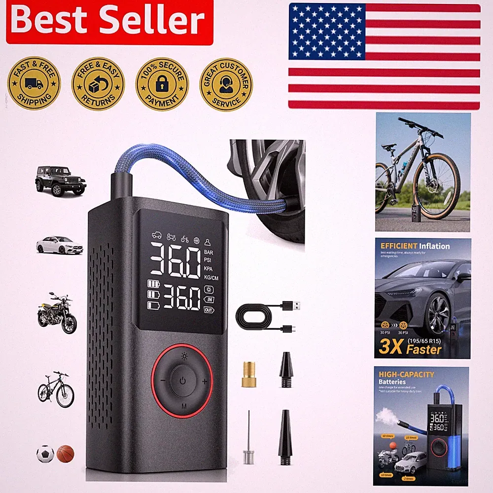 Compact 150 PSI Cordless Air Compressor with LED Light for All Inflatable Needs