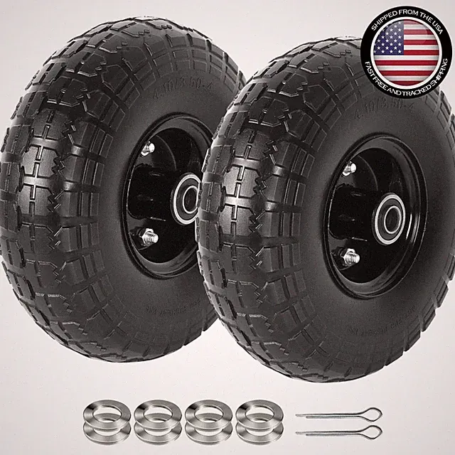 Durable 10-Inch Solid Tire Replacement Wheels - 4.10/3.50-4 for Carts & Trucks